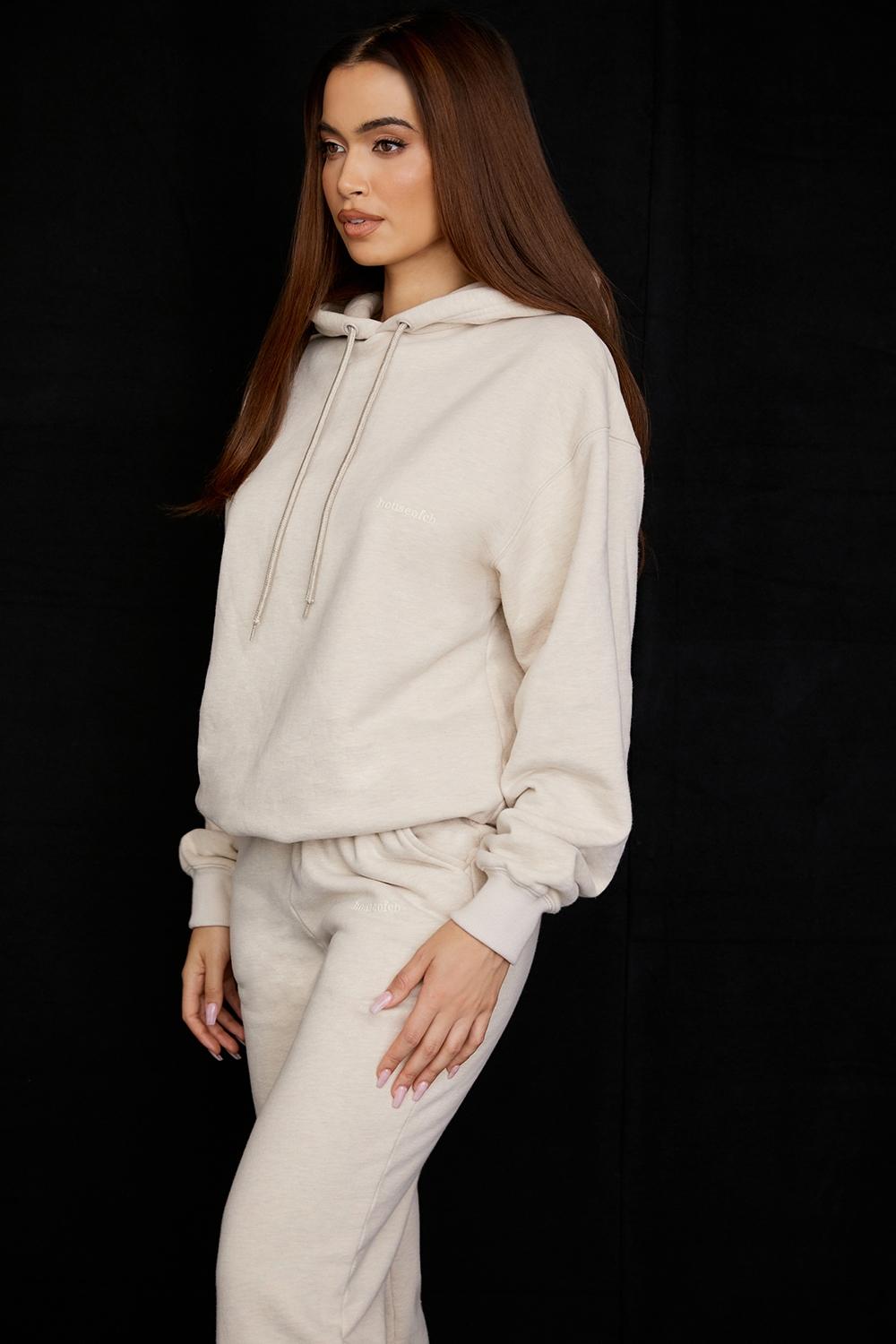 Halo  oatmeal cotton fleece-back oversized hoodie Product Image