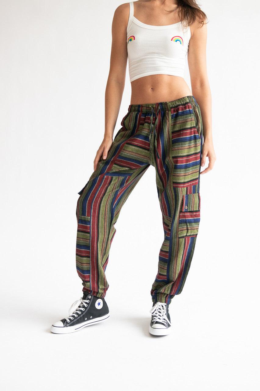 Striped Cargo Joggers Product Image