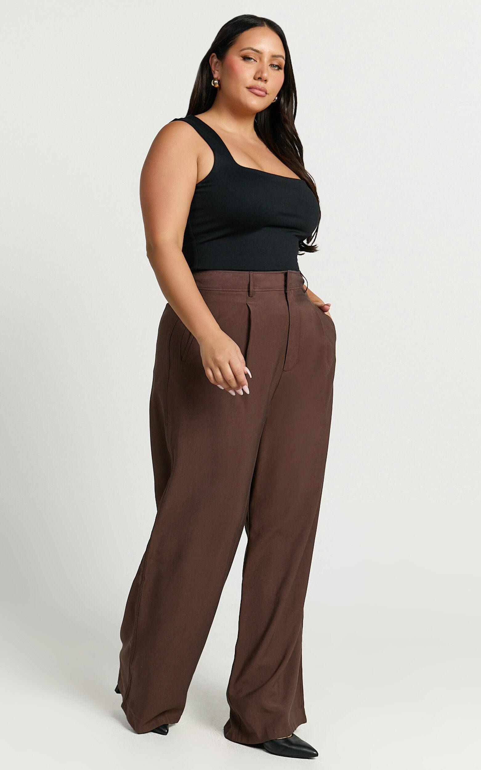 Augustus Pants - High Waisted Wide Leg Tailored Pants in Dark Oak Product Image