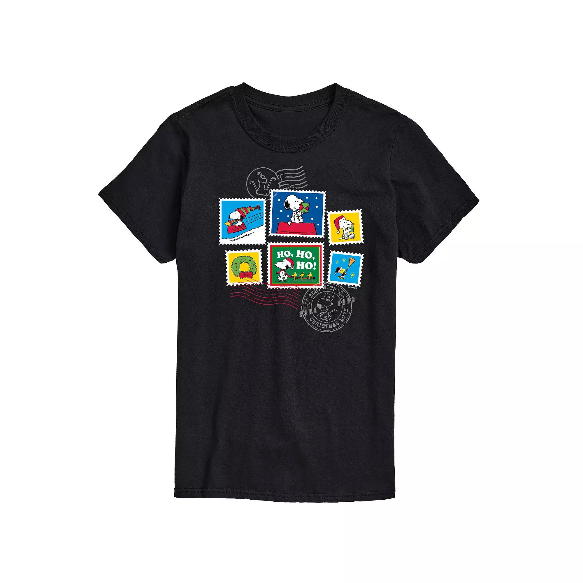 Men's Peanuts Snoopy & Woodstock Holiday Stamp Graphic Tee,  Product Image