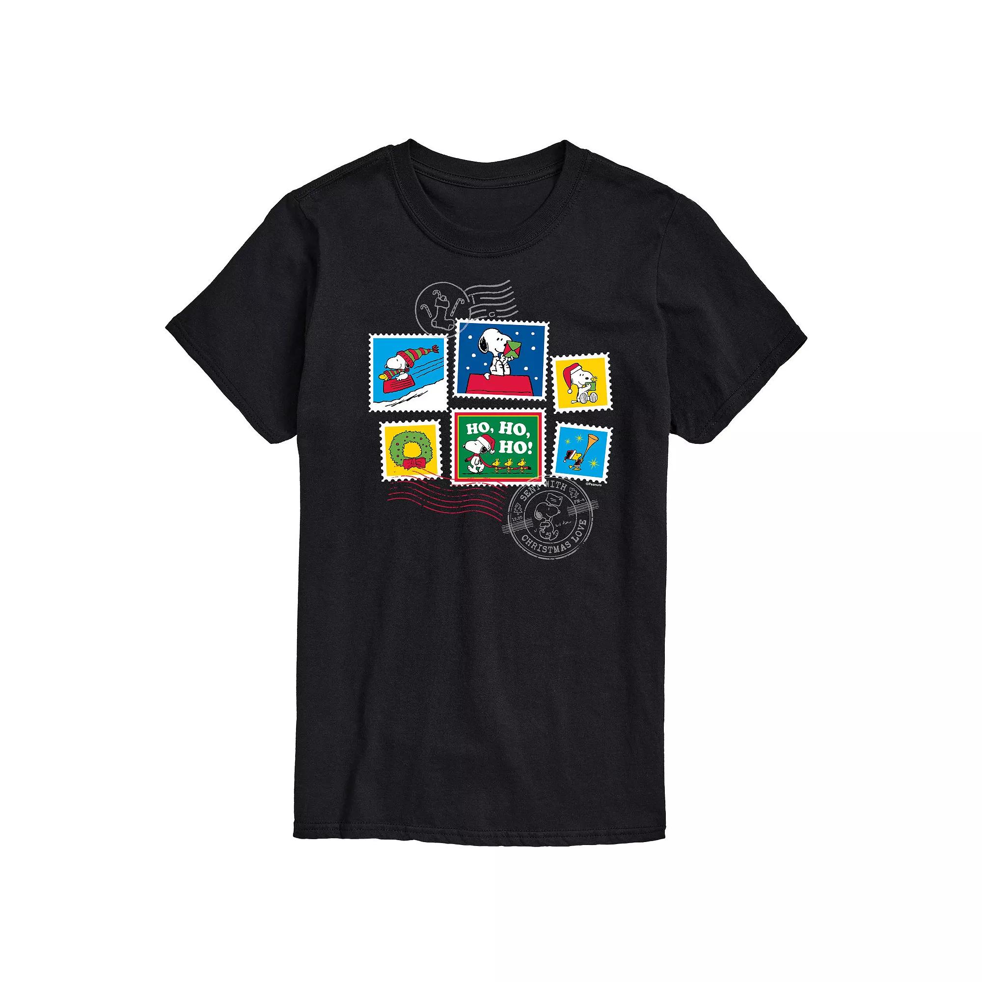 Men's Peanuts Snoopy & Woodstock Holiday Stamp Graphic Tee,  Product Image