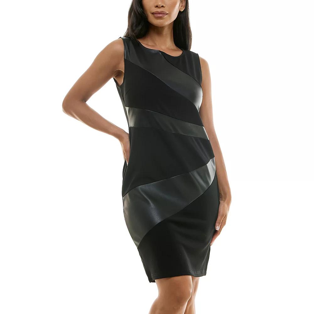 Women's Nina Leonard Pleather Panel Dress,  Product Image