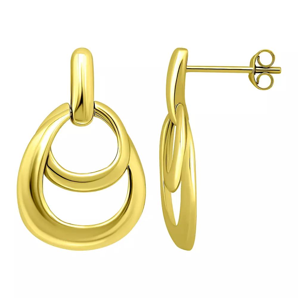 Aleure Precioso Double Interlocking Teardrop Design Door Knocker Post Earrings, Women's, Gold Tone Product Image