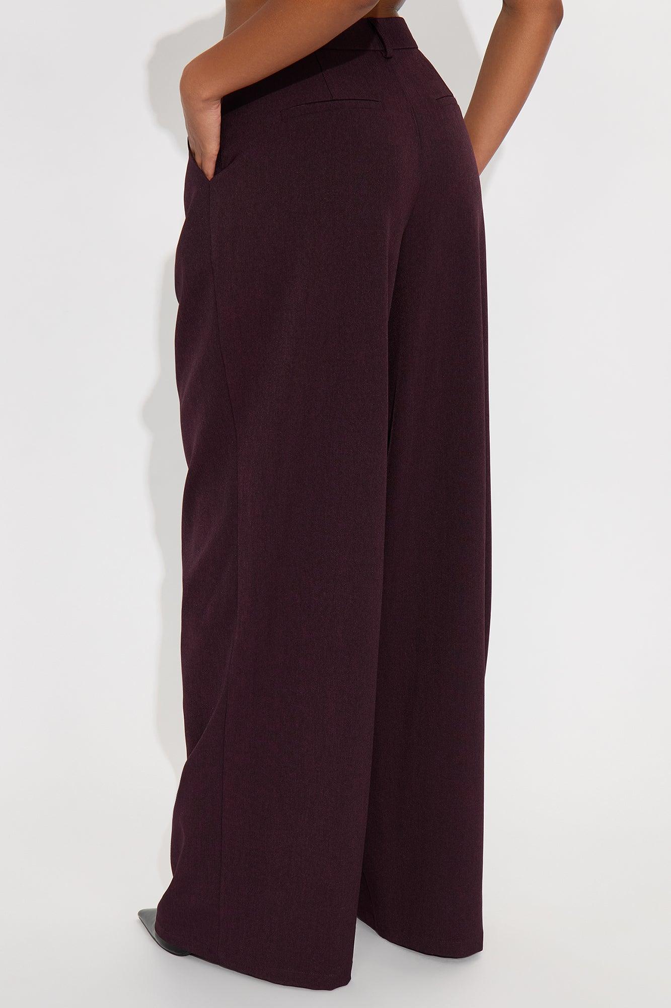 Cynthia Wide Leg Trouser Pant 33″ - Plum Female Product Image