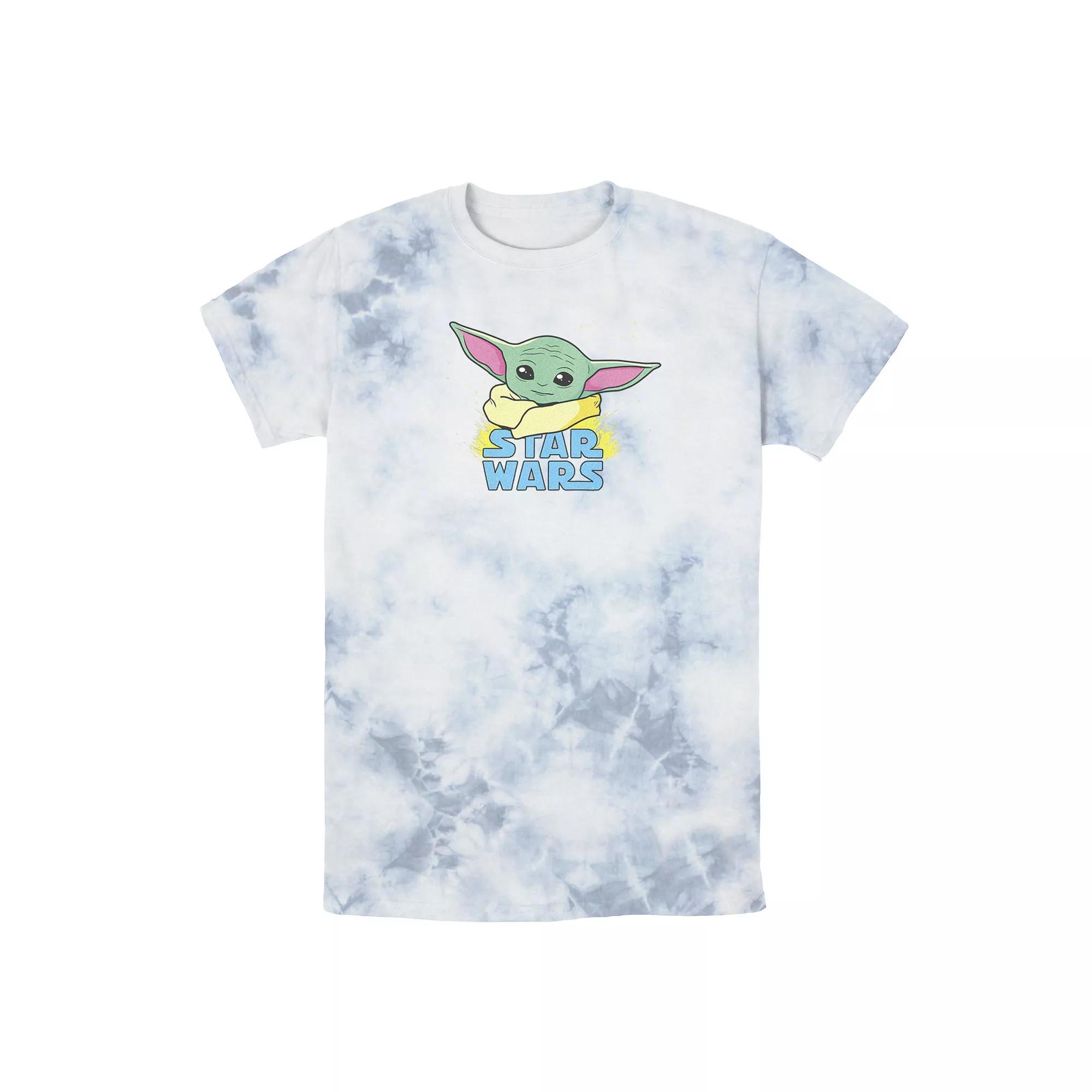 Men's Star Wars The Mandalorian The Child Galaxy Logo Tee, Boy's, Size: XL, White Blue Product Image