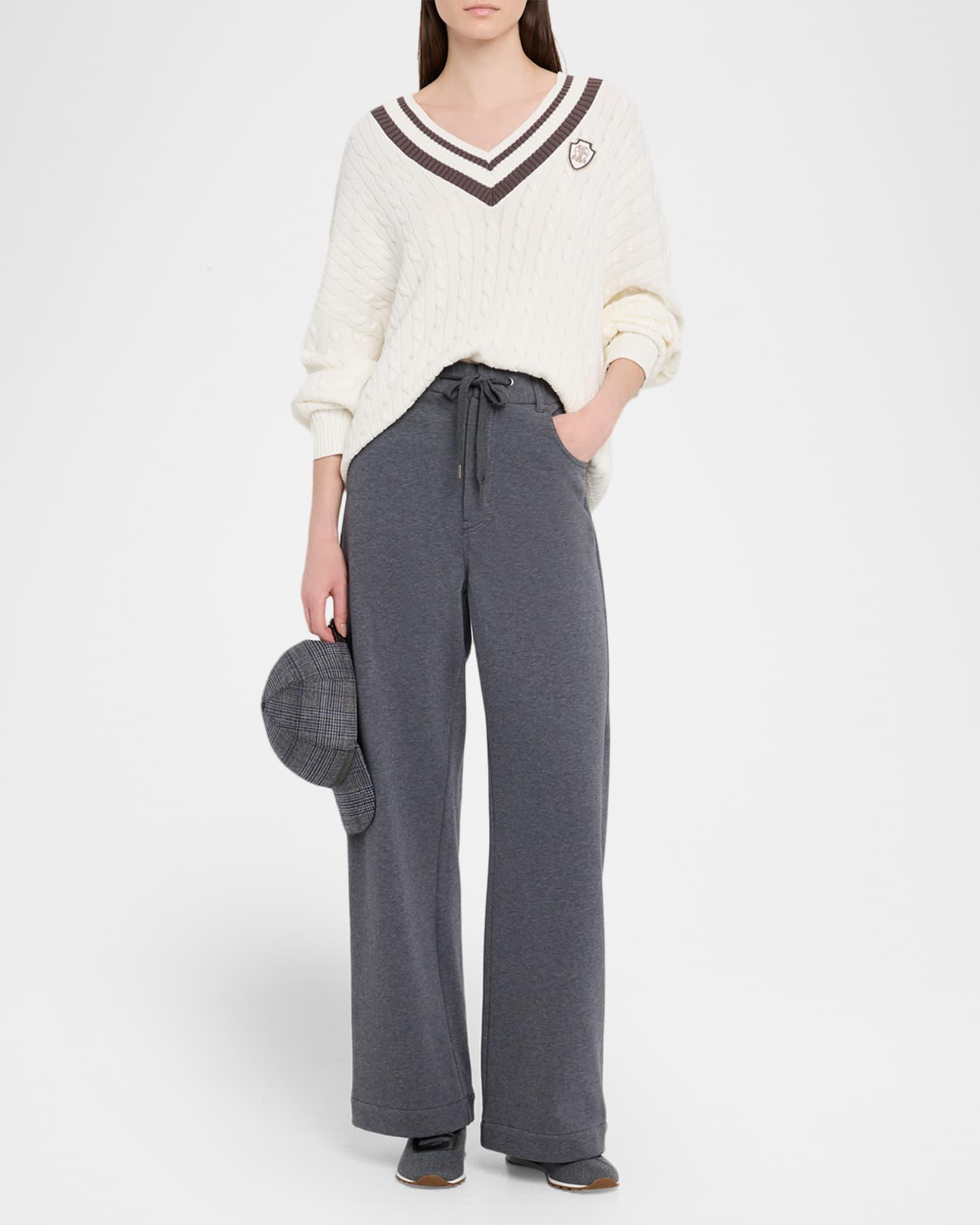 Cable-Knit Sport Club V-Neck Sweater Product Image