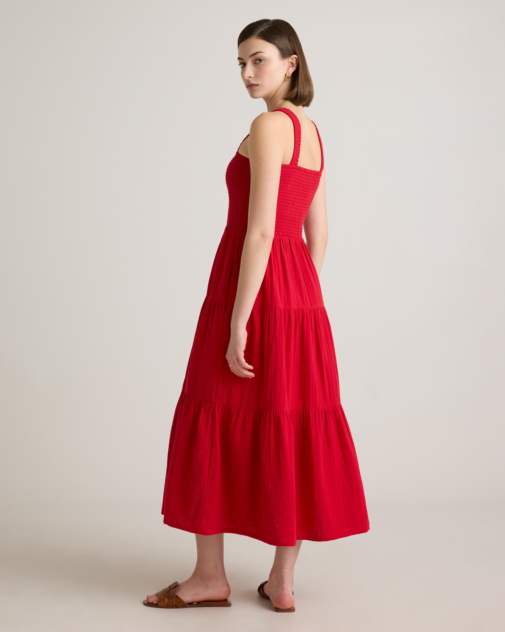 Quince | Women's Gauze Smocked Sleeveless Maxi Dress Organic Cotton Product Image