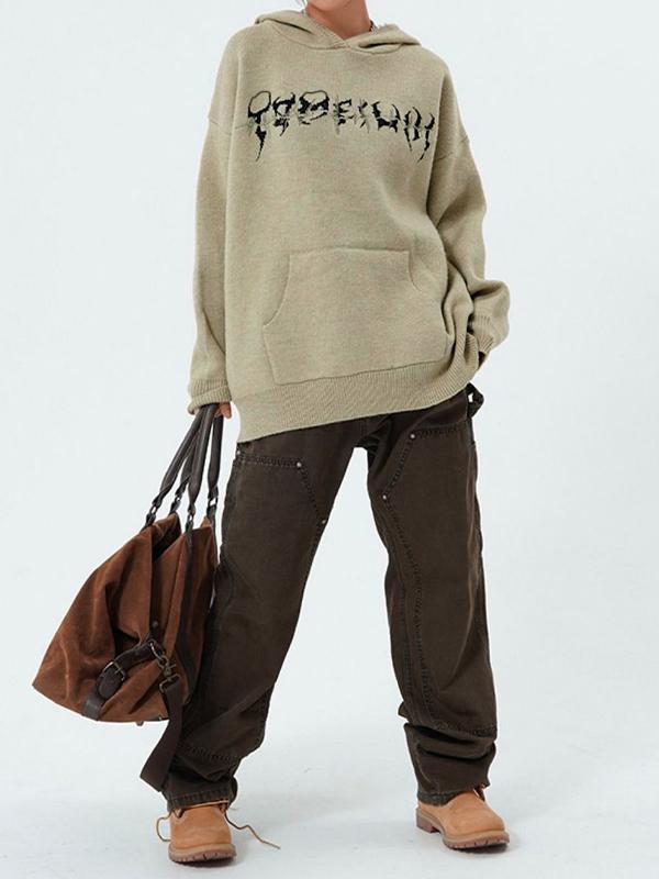 Skull Jacquard Hooded Pullover Sweater Product Image