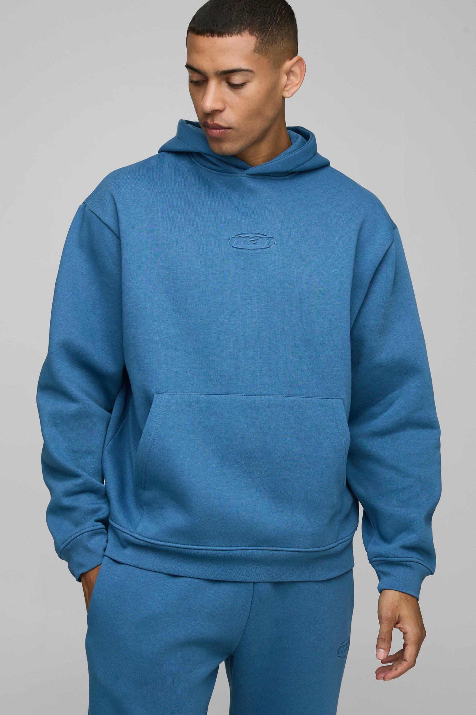 Oversized Man Debossed Hooded Panelled Tracksuit | boohooMAN USA Product Image