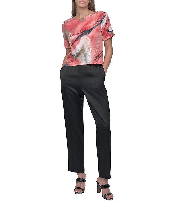 DKNY by Donna Karan Short Sleeve Crew Neck Marble Printed Tee Product Image