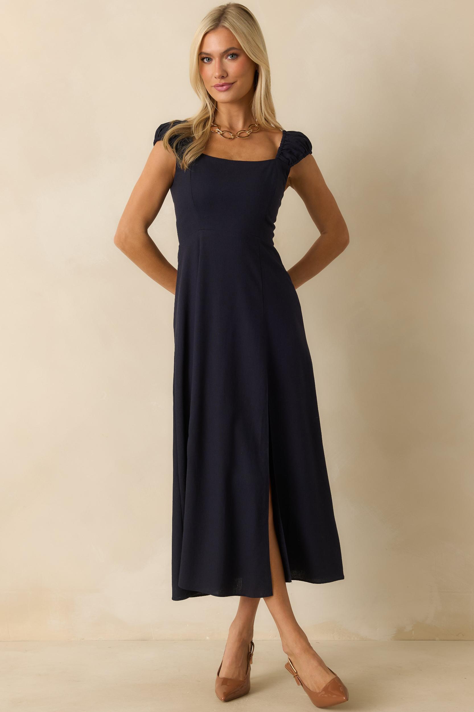 Radiant Reverie Navy Midi Dress Product Image