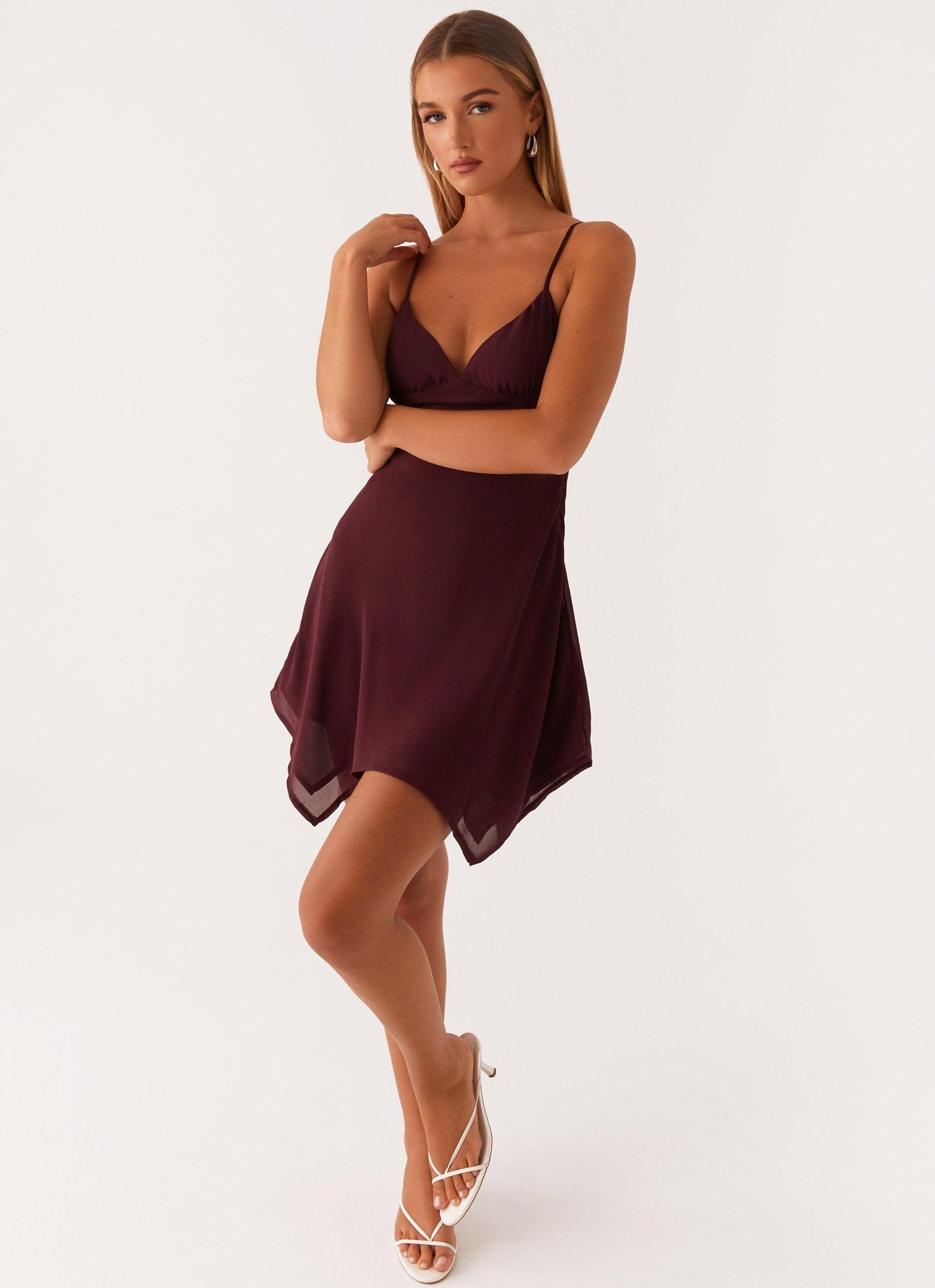 Briella Chiffon Mini Dress - Mulberry Product Image