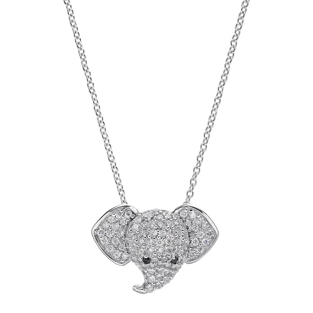 Sophie Miller Sterling Silver Cubic Zirconia Elephant Pendant, Women's, Size: 16", White Product Image