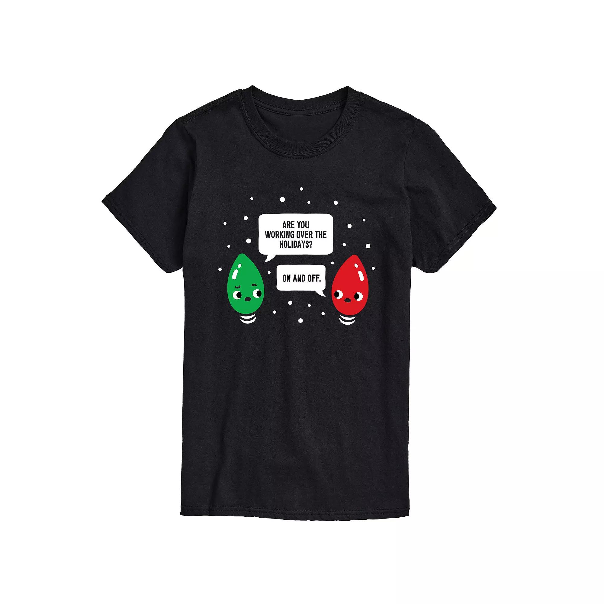 Big & Tall Working Christmas Bulbs Graphic Tee, Men's,  Product Image