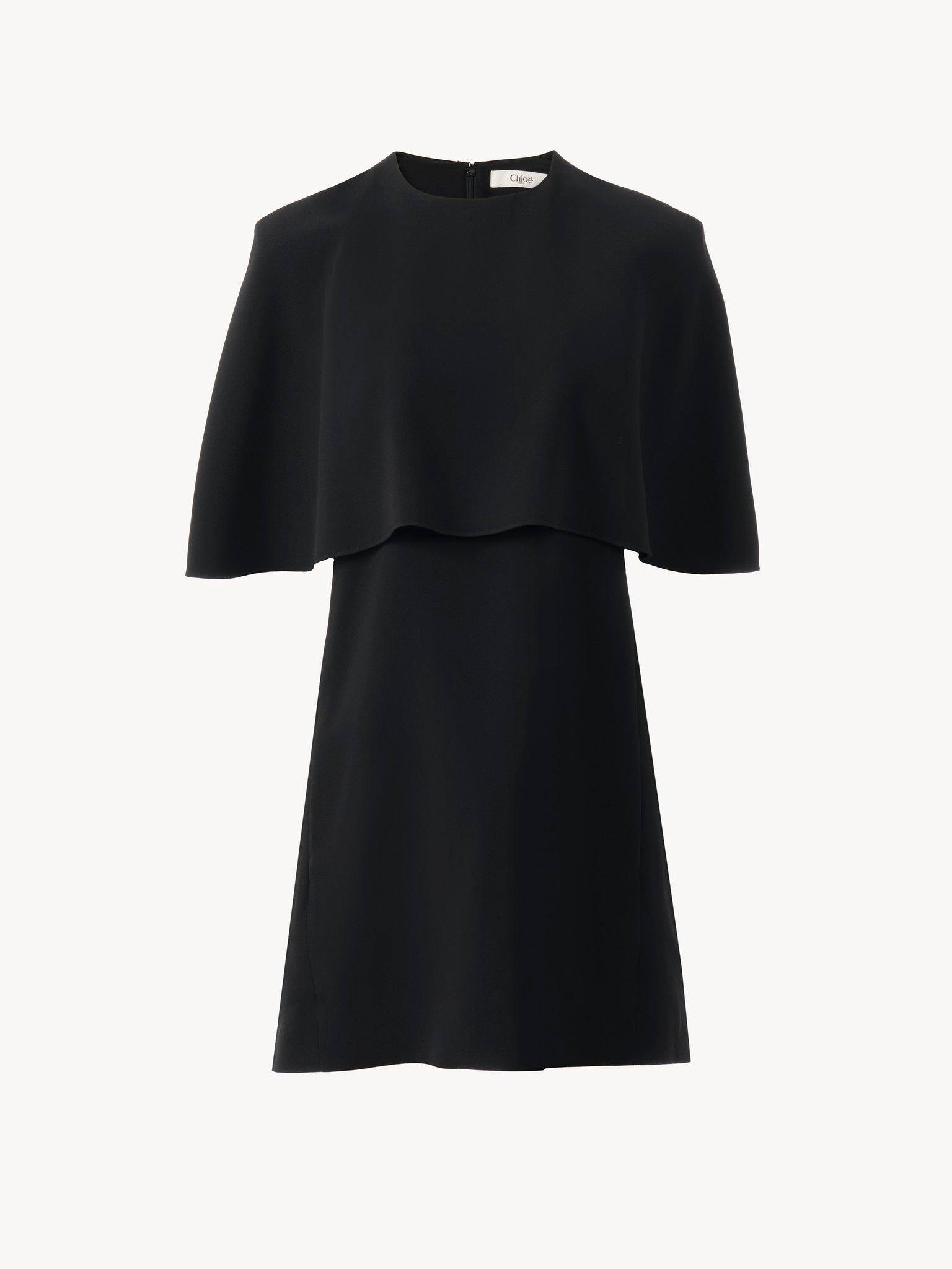 Short cape dress in viscose crêpe Product Image