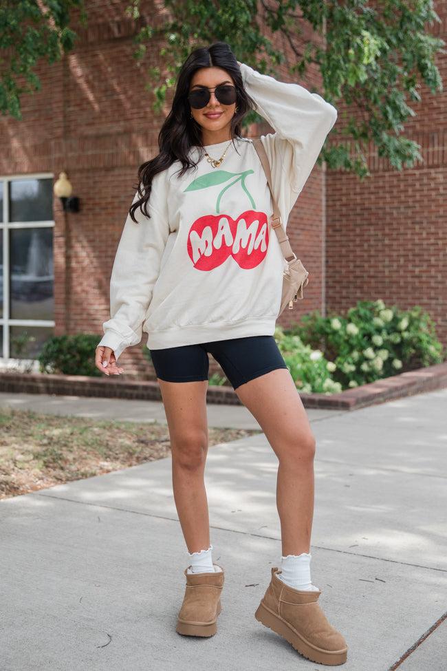 Mama Cherry Cream Graphic Sweatshirt Product Image