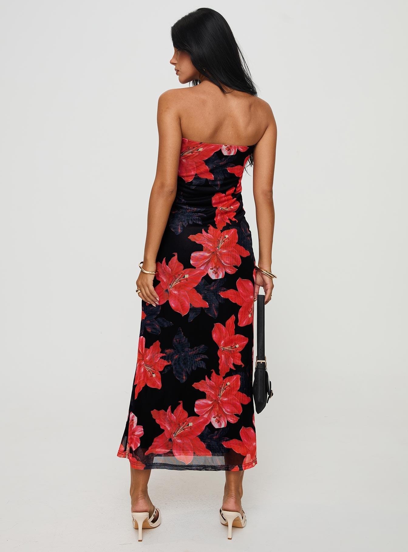 Celik Strapless Maxi Dress Black / Floral Product Image