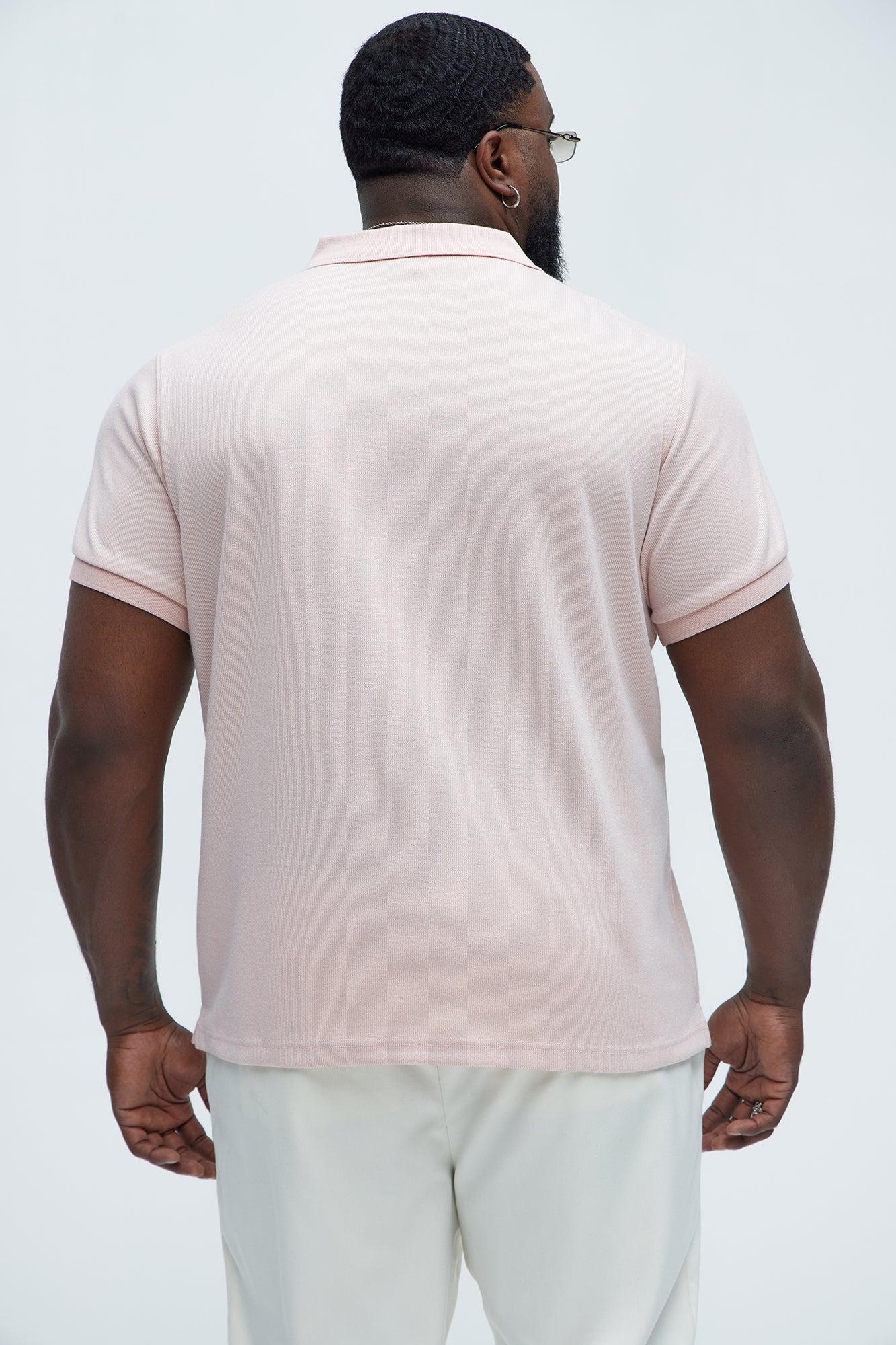 Subtle Stripes Textured Polo - Pink Product Image