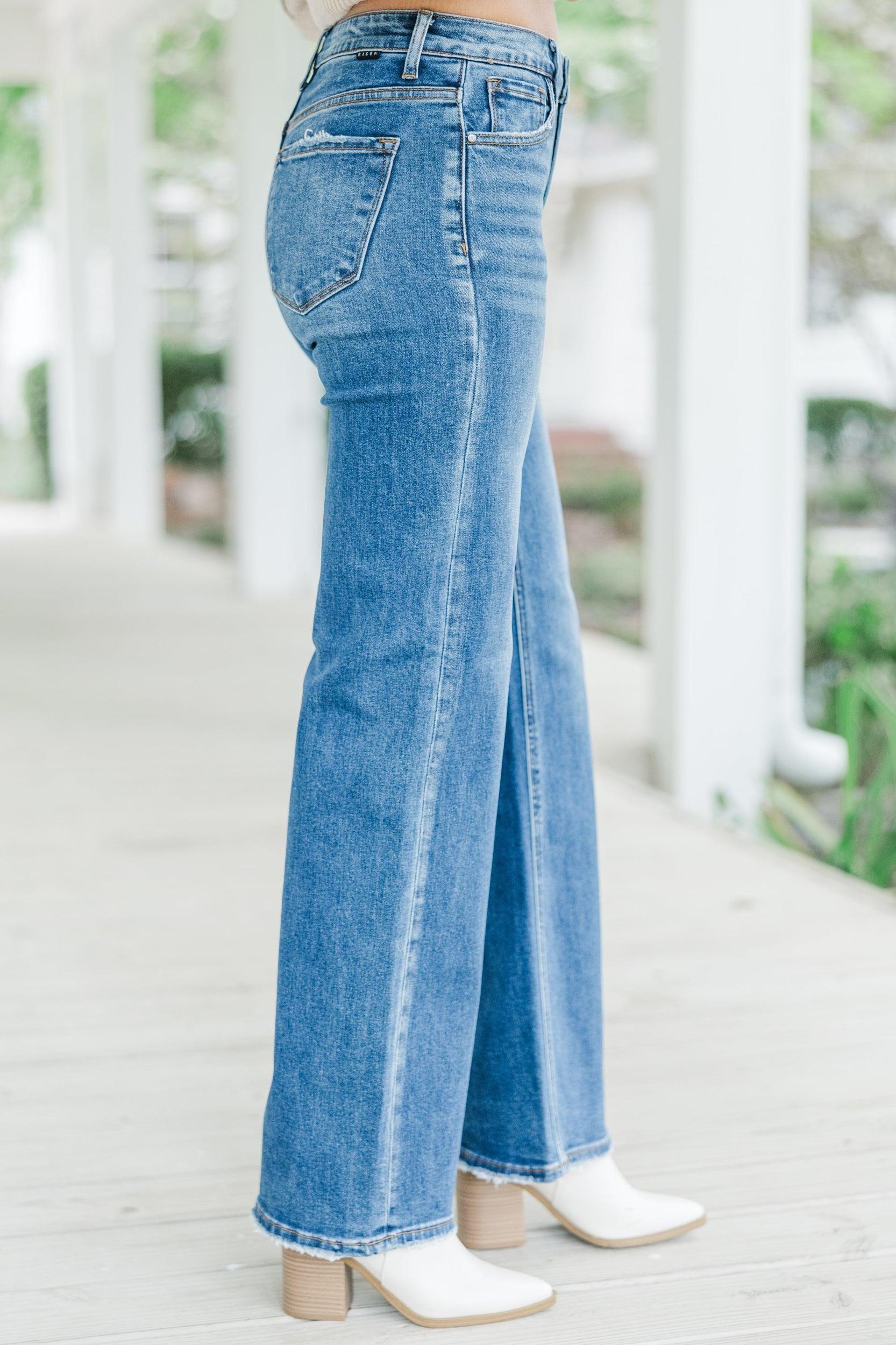 Risen Jeans: Take The Hint Medium Wash Straight Leg Jeans Female Product Image