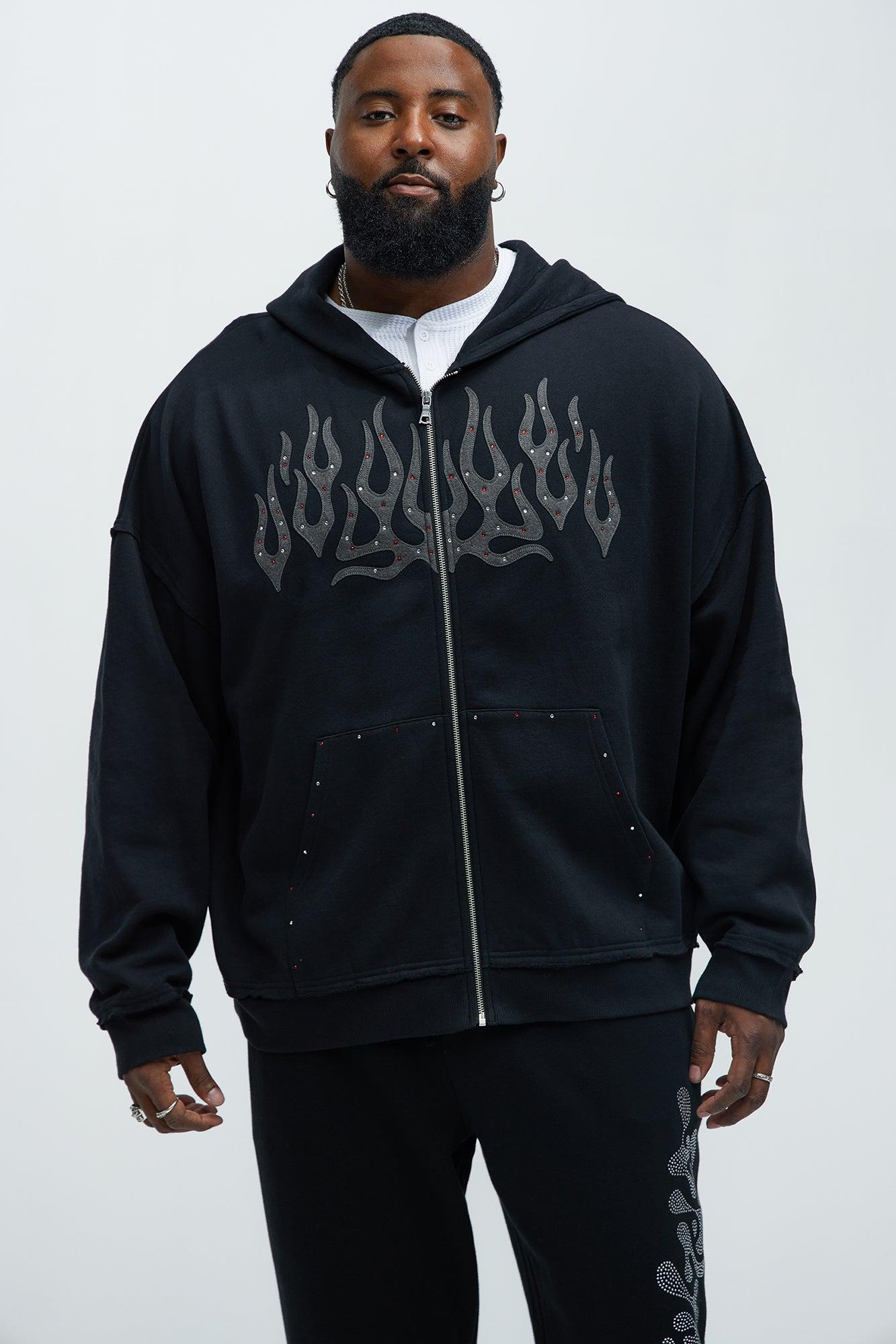 Tyson Bling Oversized Zip Hoodie - Black Product Image