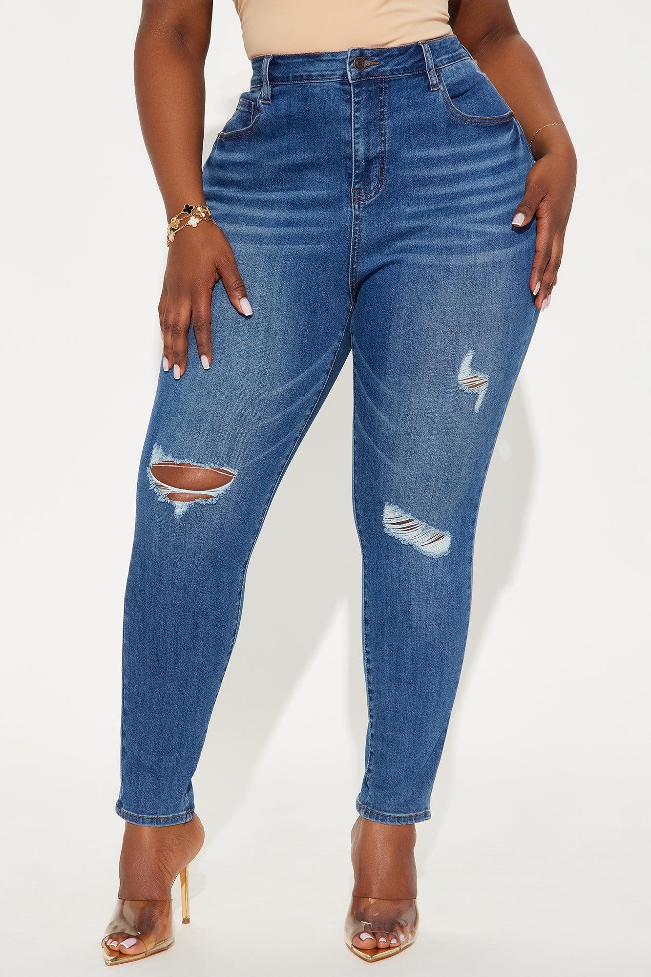 Higher Frequency Stretch Ripped Skinny Jeans - Medium Wash Product Image