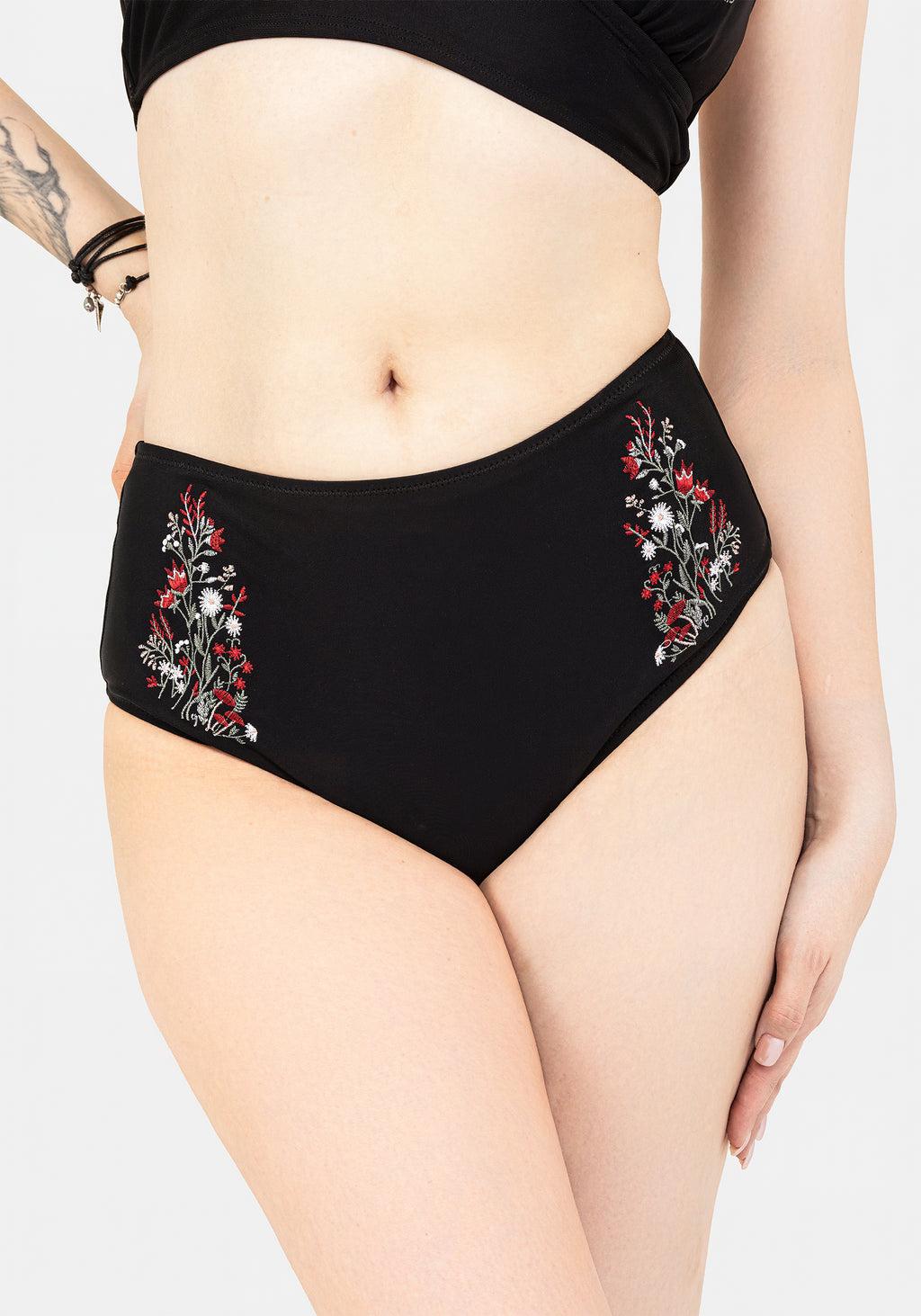 Copia Floral Embroidered High Waist Swim Bottoms Product Image