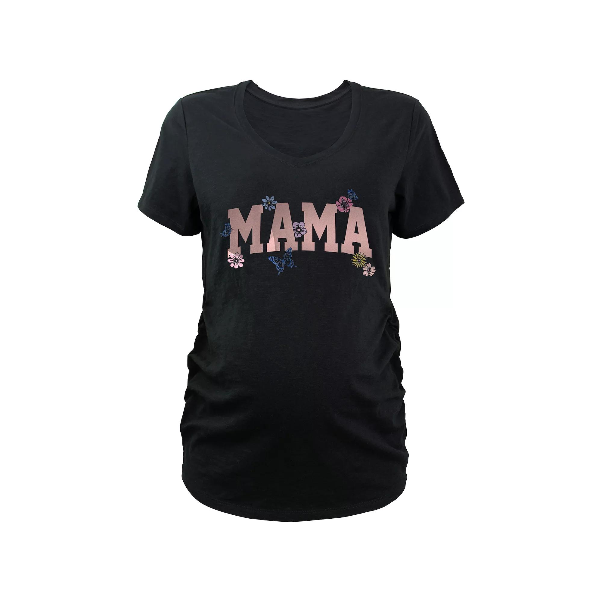 Maternity Mama Flowers V-Neck Graphic Tee, Women's,  Product Image