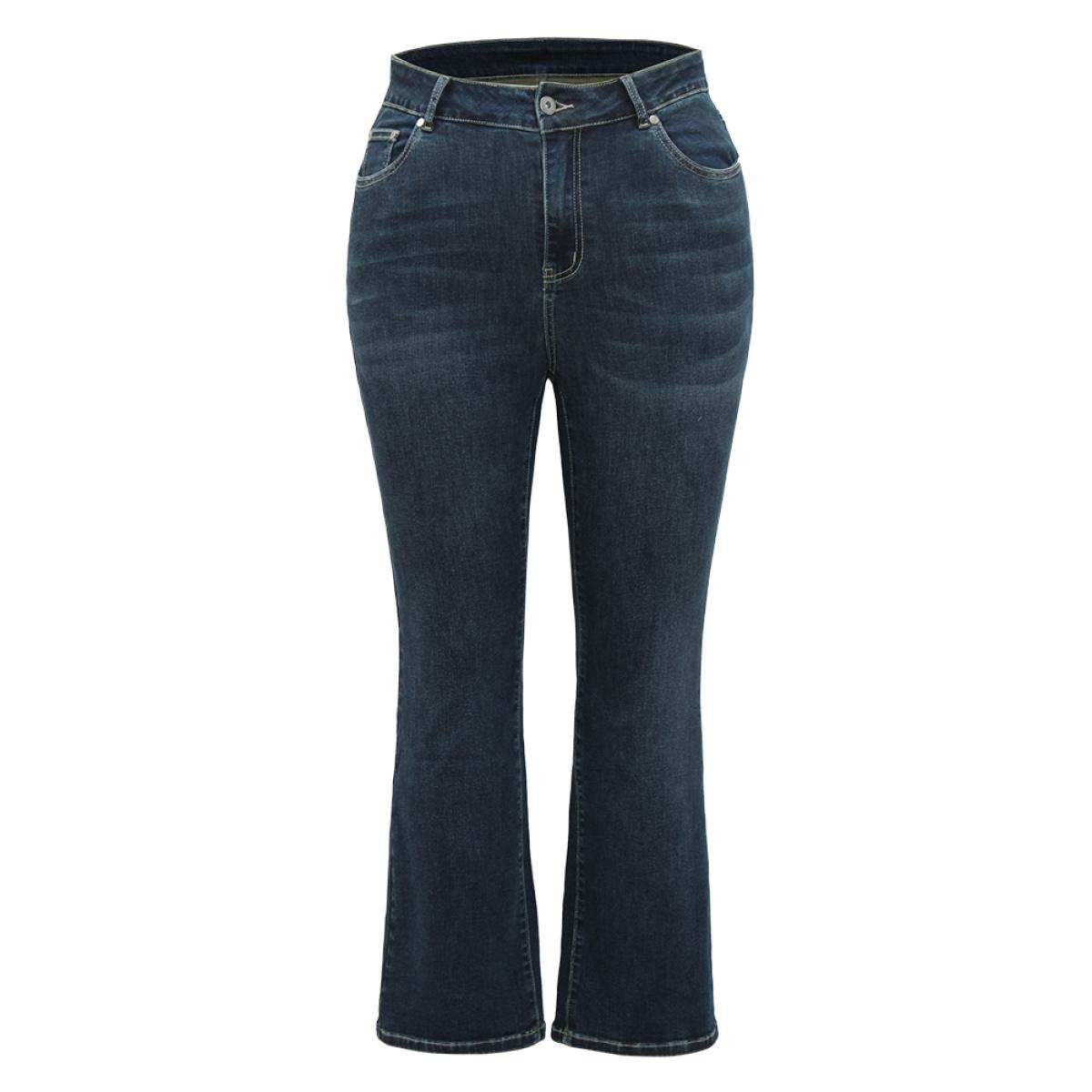Plus Size Cotton Bootcut Dark Wash Very Stretchy Jeans Women Midnight Casual Plain Plain High stretch Pocket Jeans BloomChic 14/1X Product Image