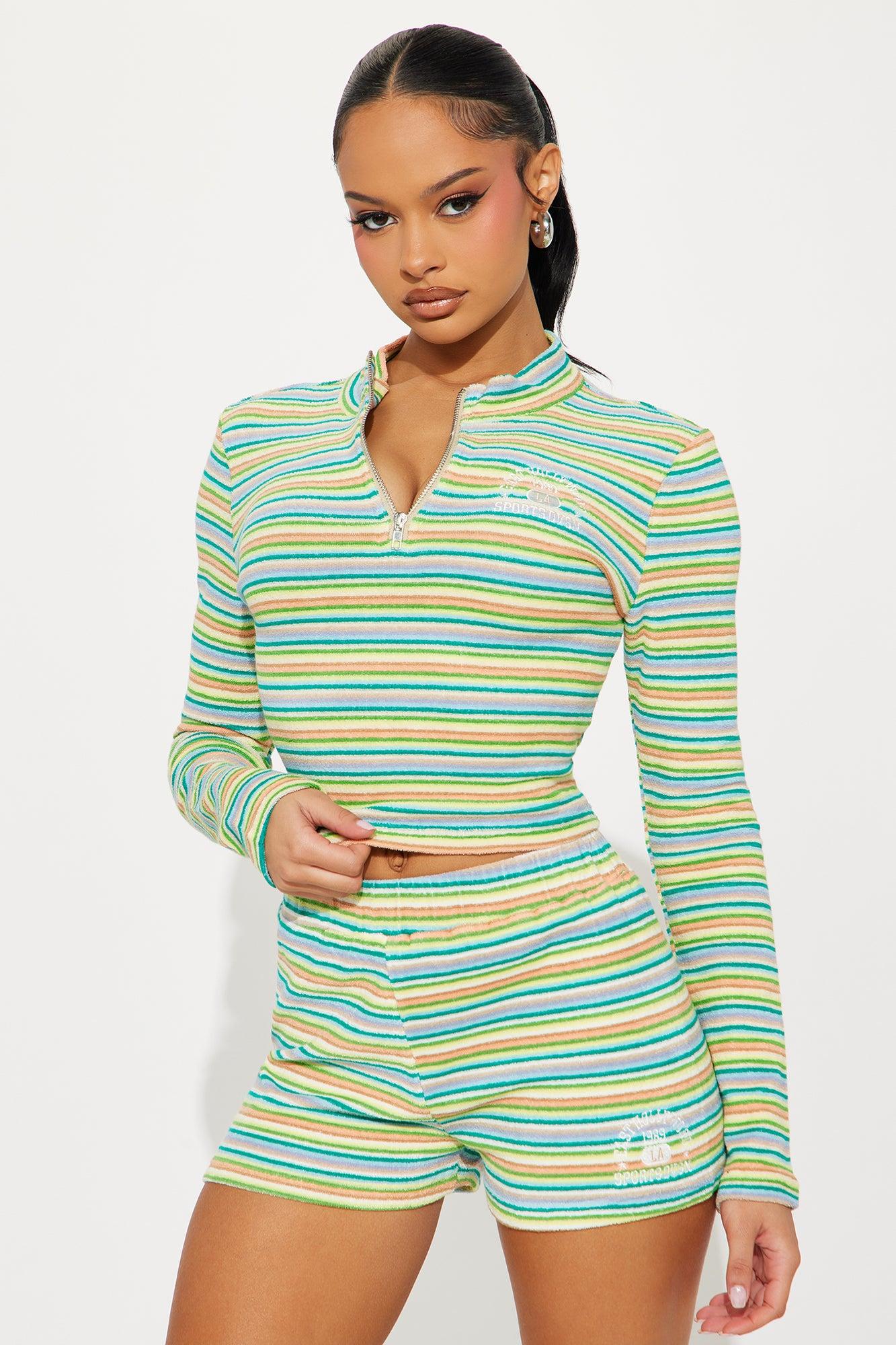 Tami Terry Cloth Polo Short Set - Multi Color Product Image