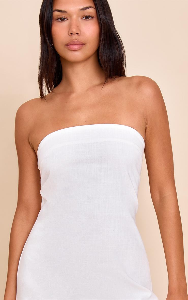White Linen Look Bandeau Boxy Shift Dress Product Image