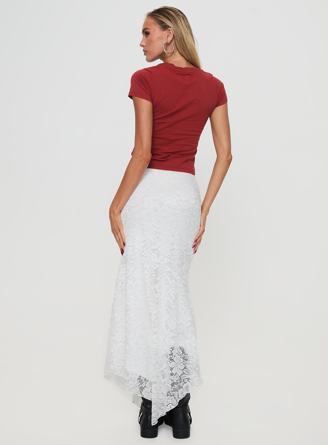 Cattanio Lace Midi Skirt White Product Image