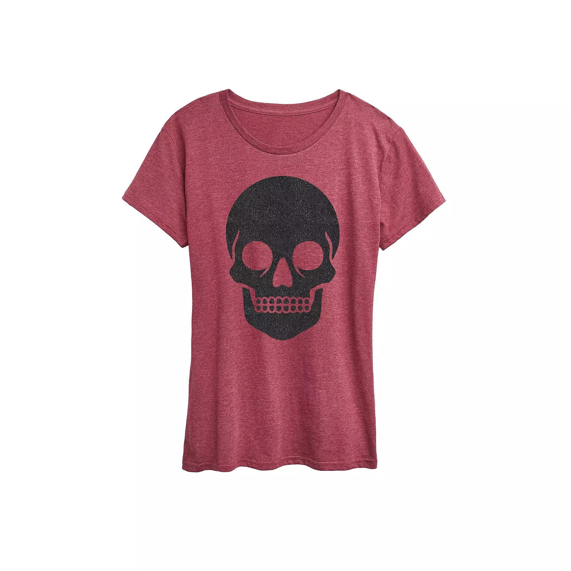 Women's Skull Sparkle Halloween Tee, Girl's,  Product Image