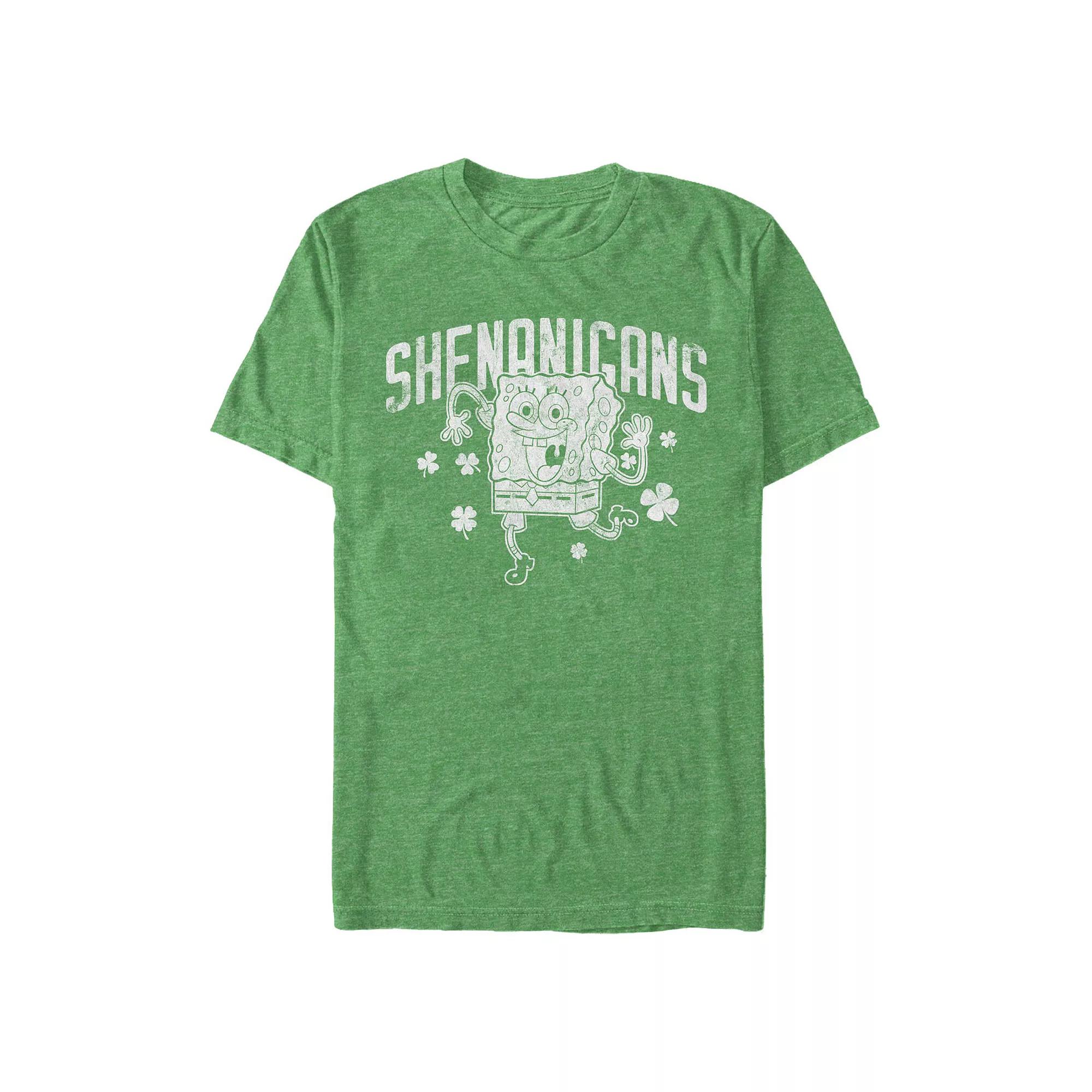 Big & Tall SpongeBob SquarePants Happy Shenanigans Graphic Tee, Men's, Size: 4XL Tall, Kelly Grey Product Image