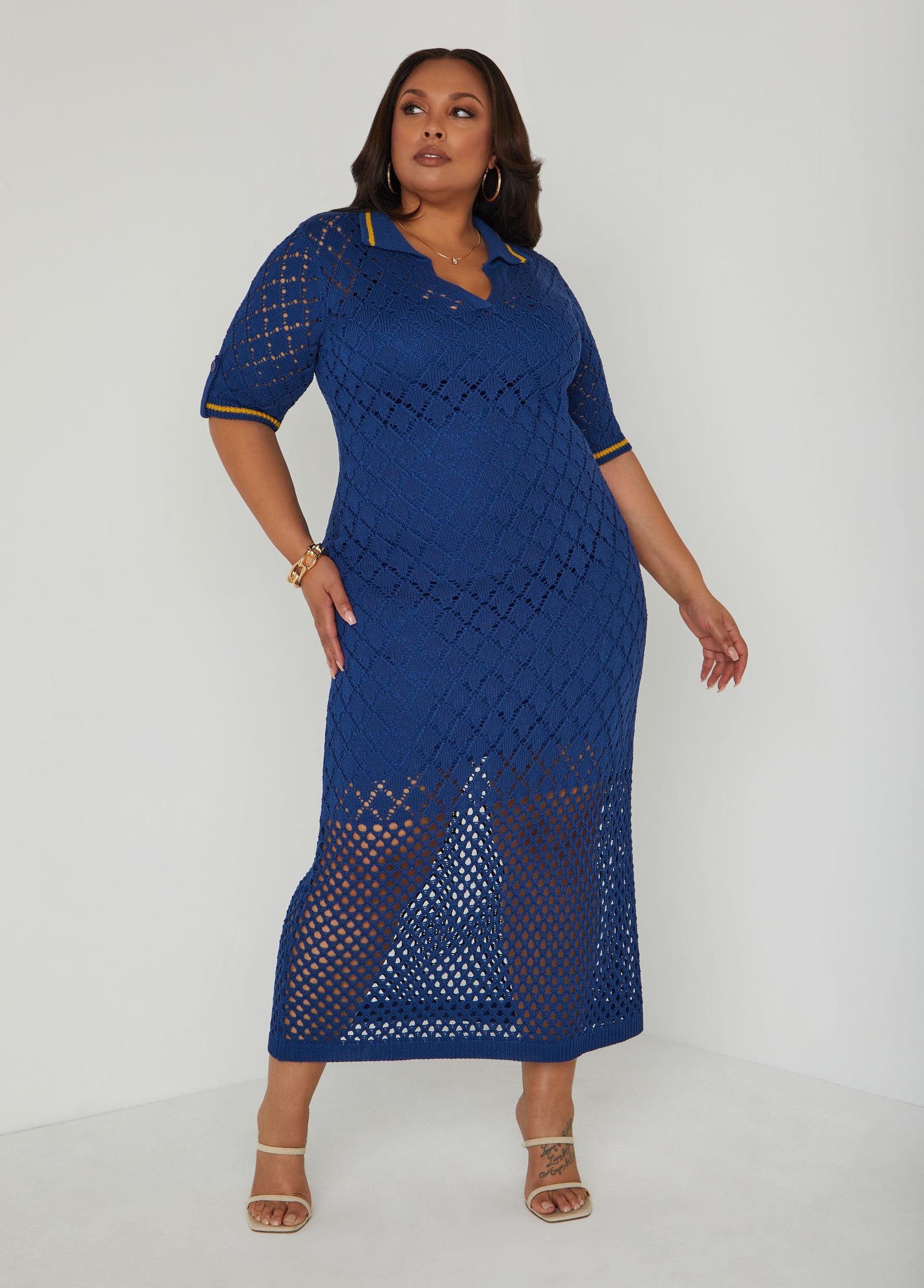 Pointelle Knit Polo Maxi Dress Product Image