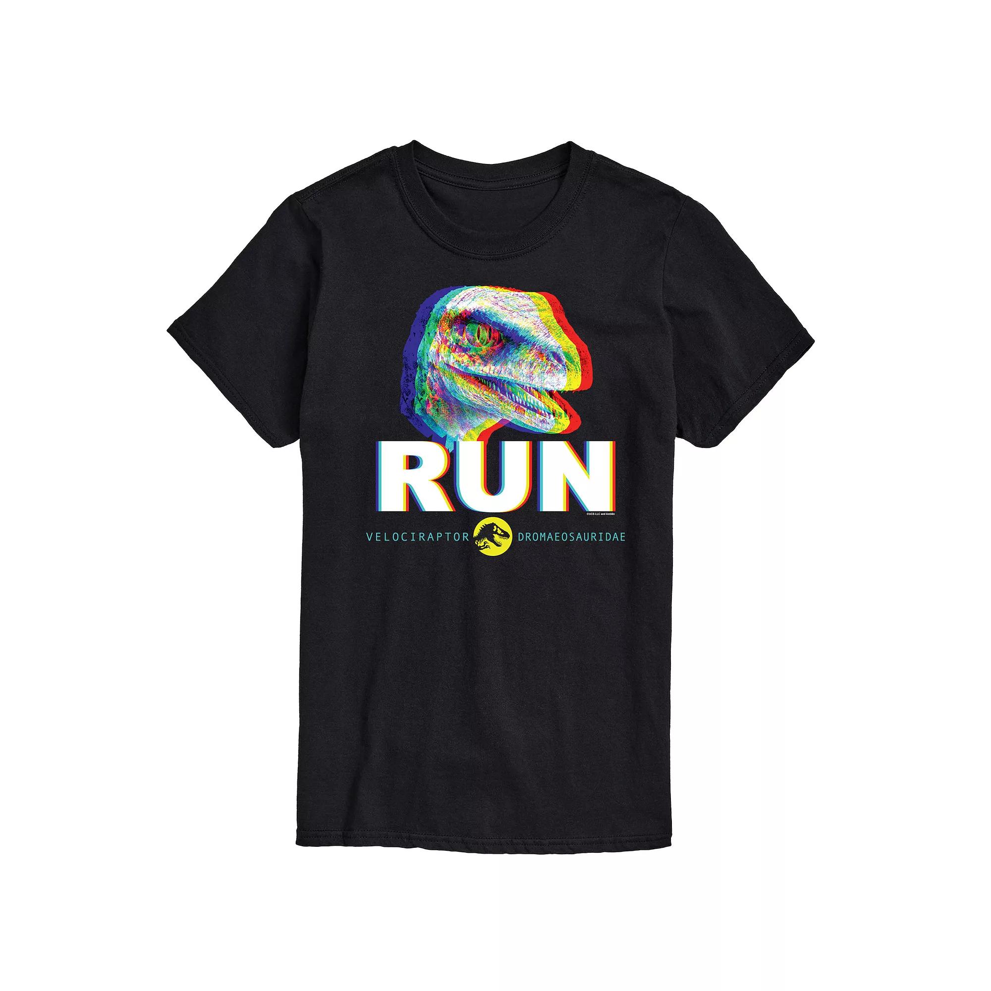 Men's Jurassic World run Glitch Velociraptor Graphic Tee,  Product Image