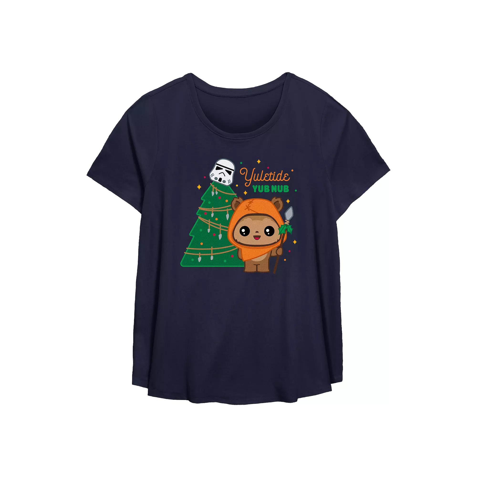 Plus Size Star Wars Yuletide Yub Nub Flowy Graphic Tee, Women's, Size: 5XL, Blue Product Image