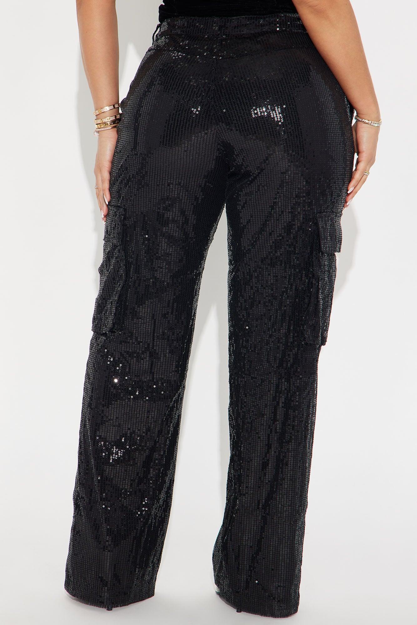 Exclusive Nights Sequin Cargo Pant - Black Product Image