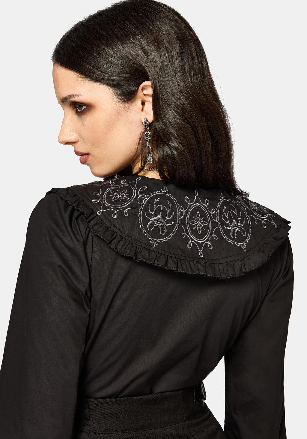 Alira Bug Embroidered Collar Long Sleeved Blouse Product Image