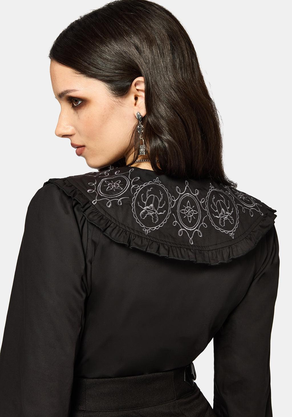 Alira Bug Embroidered Collar Long Sleeved Blouse Product Image
