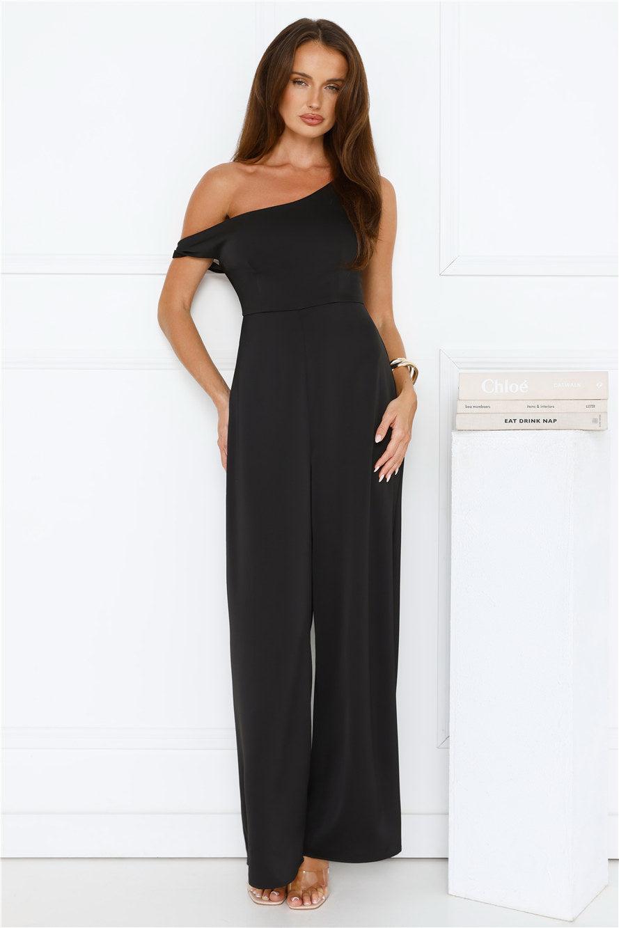 Secret Society Off Shoulder Jumpsuit Black Product Image