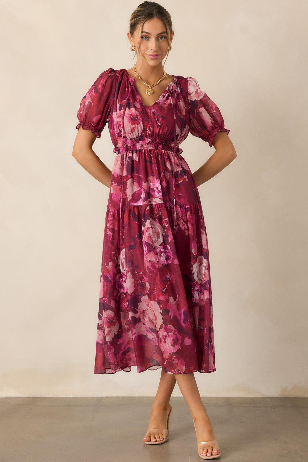 Meadows Call Berry Floral Maxi Dress Product Image