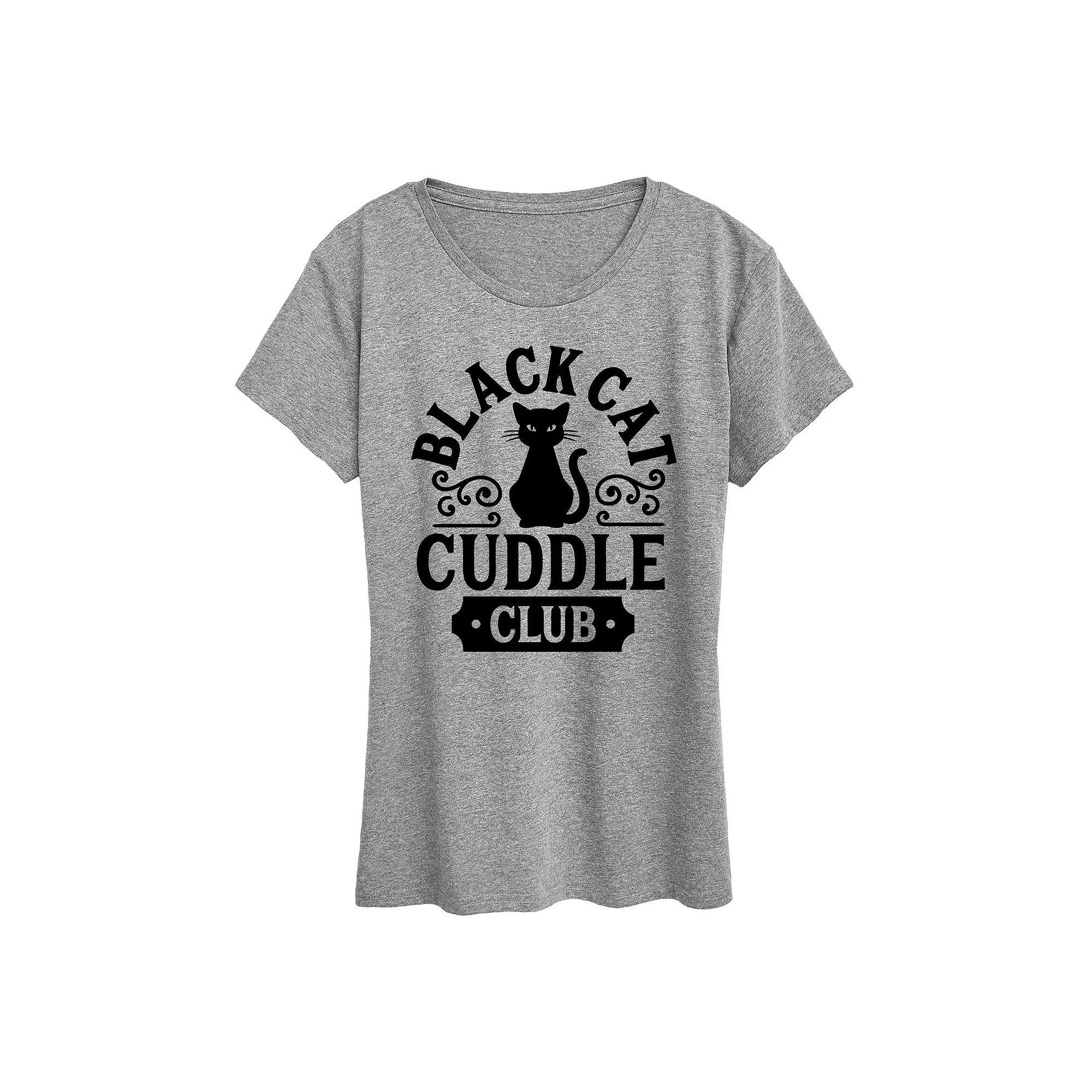 Women's Black Cat Cuddle Club Halloween Tee, Girl's,  Product Image