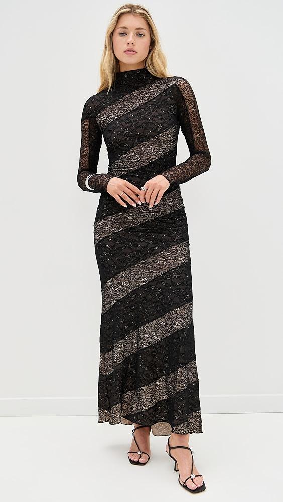 alice + olivia Delora Lace Paneled Mock Neck Dress | Shopbop Product Image
