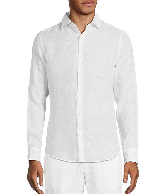 Murano Baird McNutt Linen Slim Fit Solid Long Sleeve Woven Shirt Product Image