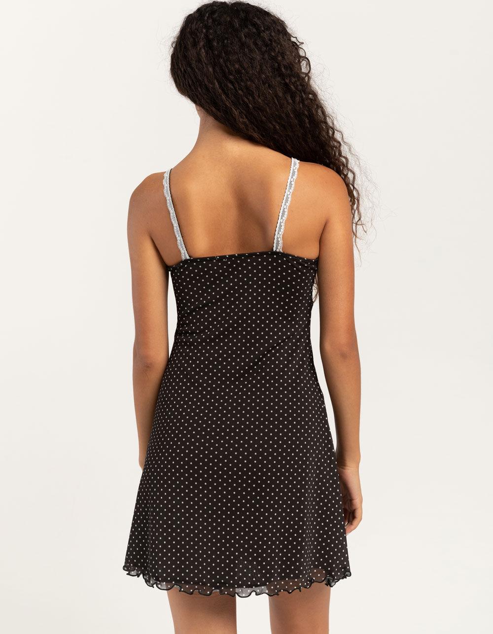 RSQ Womens Polka Dot Mesh Slip Dress - BLK/WHT Product Image