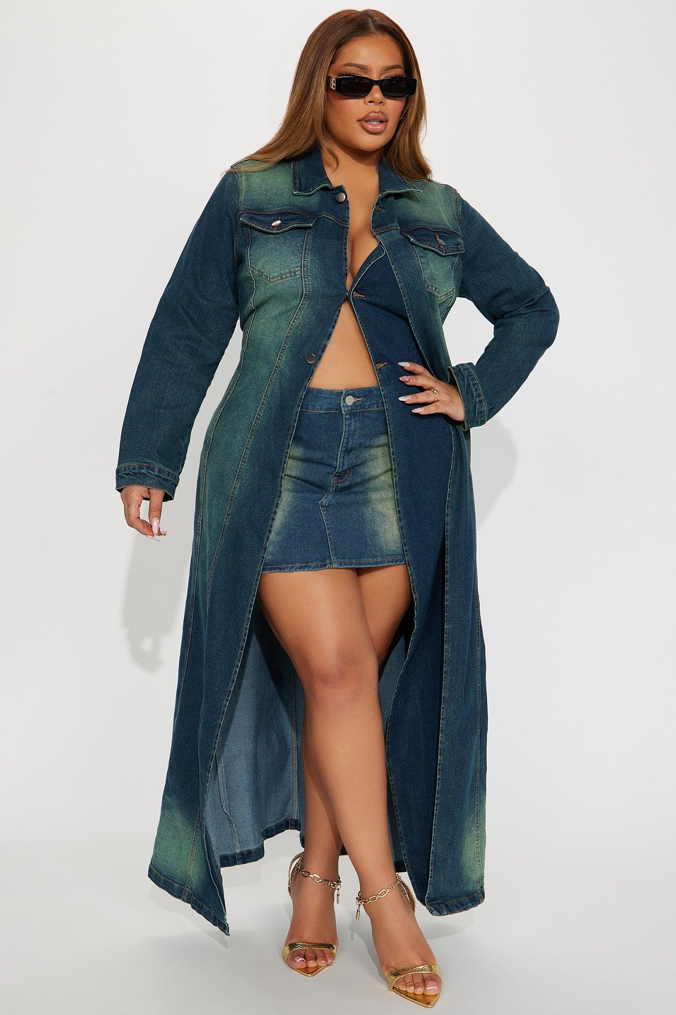 Follow My Lead Denim Trench - Dark Wash Female Product Image