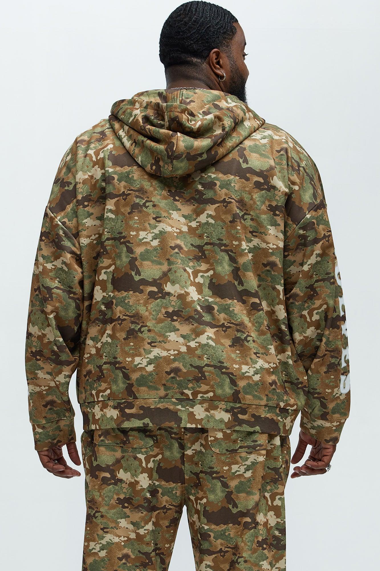 Wolves Camo Oversized Zip Up Hoodie - Camouflage Product Image