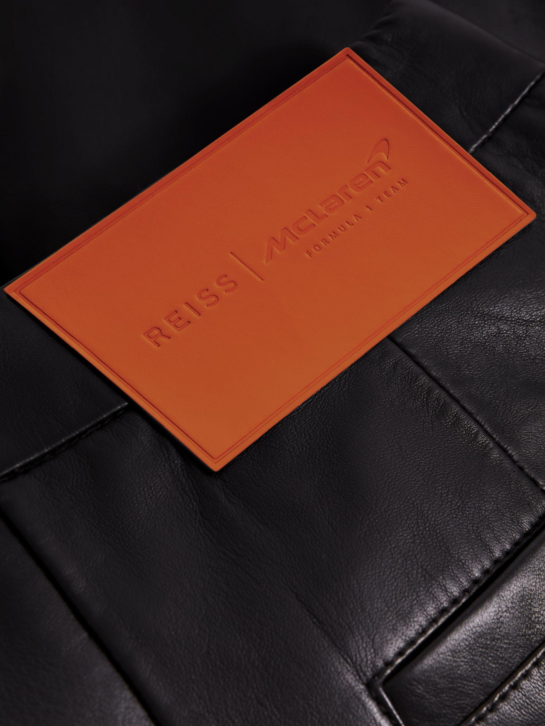 McLaren F1 Front Split Leather Trousers in Black Product Image