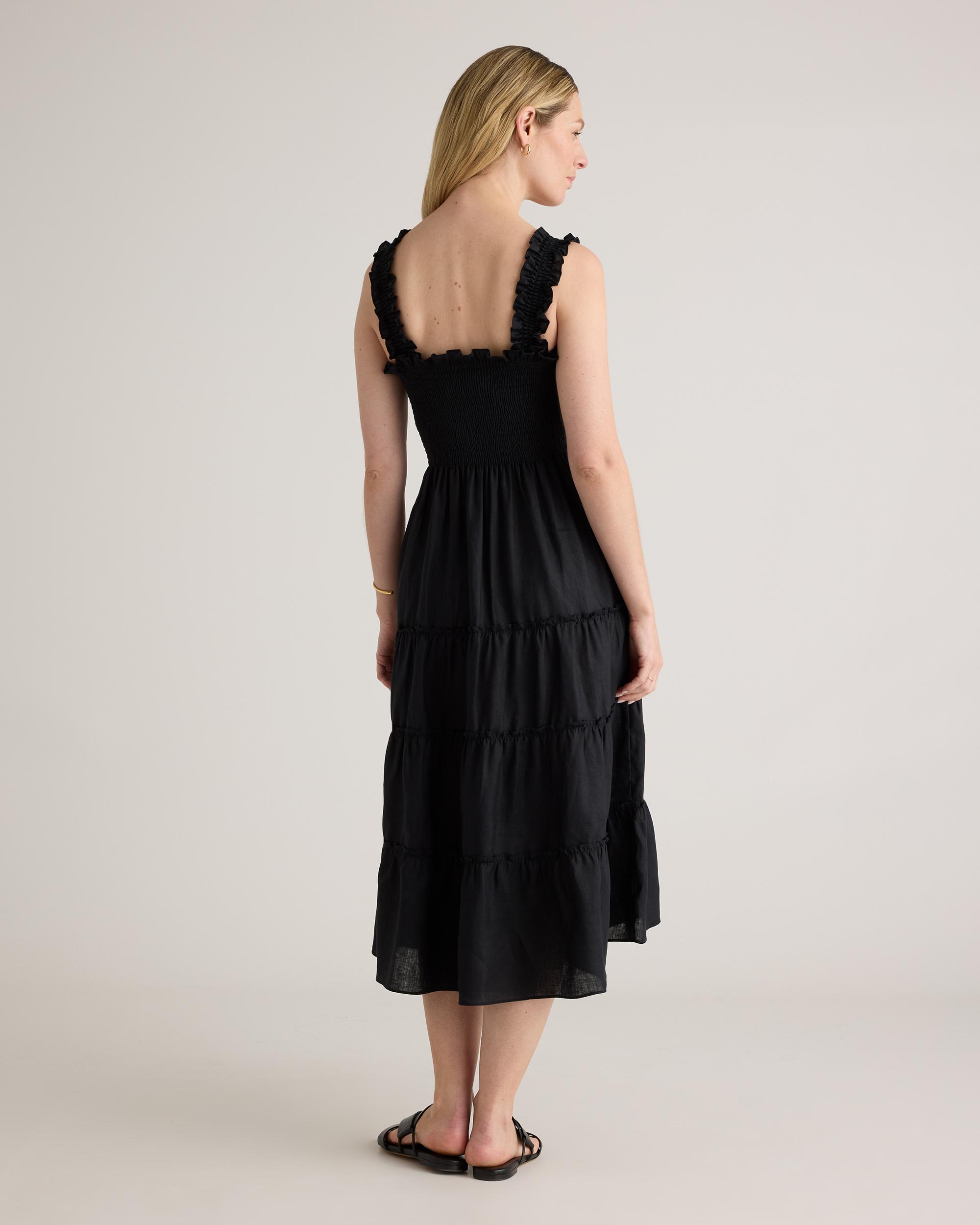 Quince | Women's 100% European Linen Smocked Midi Dress Product Image