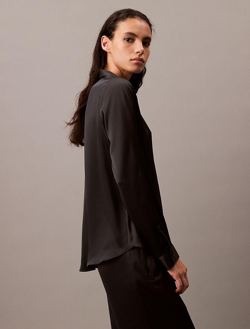 Satin Button-Down Shirt Product Image